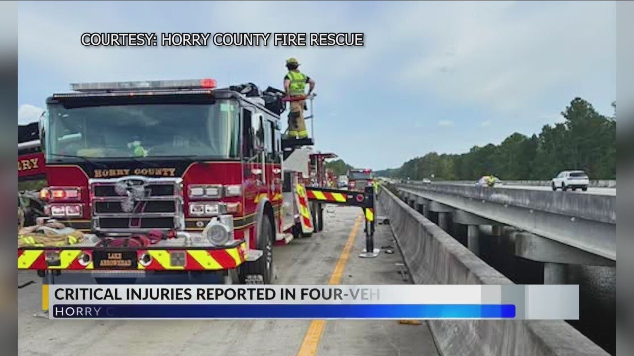 4-vehicle crash on Highway 22 leads to critical injuries, Horry County Fire Rescue says