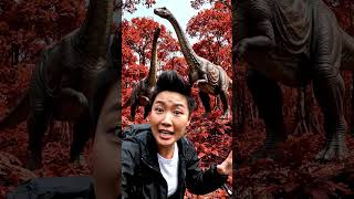 Amazing red forest and T-rex 🦖