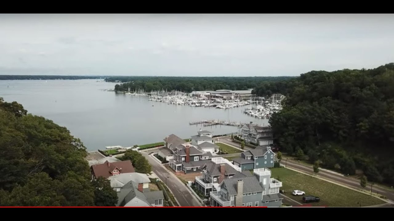 Drone footage of lake Macatawa and lake Michigan from Macatawa Park in Holland, MI