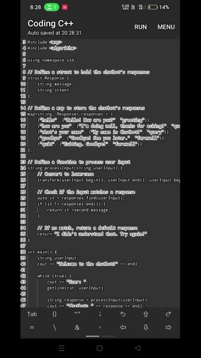 how to make chatbot.#chatbot #chatbots #c++#codingtutorial #smartphone ...