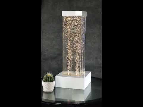 Tabletop LED Bubble Fountain White Frame Square