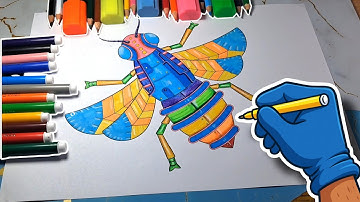 Coloring video of Cyber bee #drawing #art