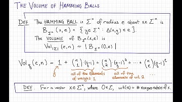 Lecture 1 Video 3: The Hamming Bound