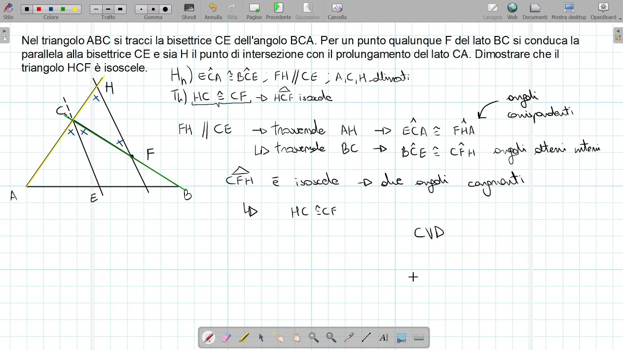 Risoluzione di un problema di geometria con rette parallele e triangoli