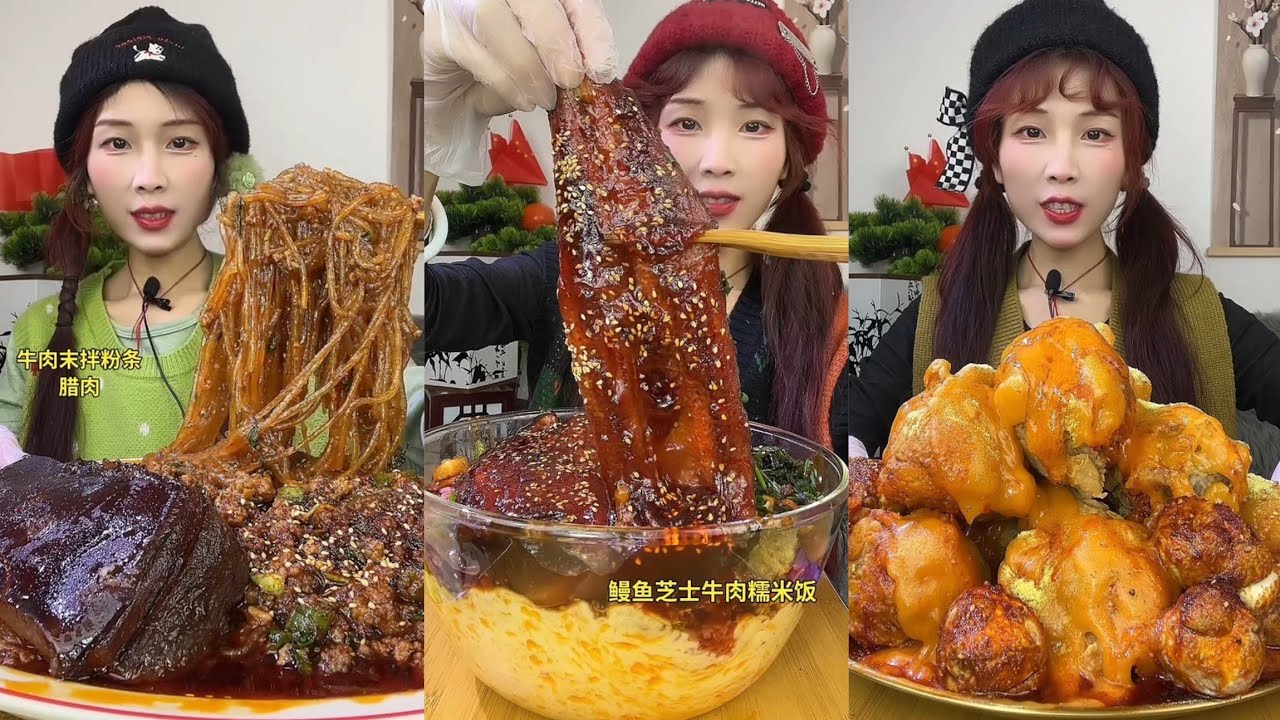 Mukbang Noodles 🍜 Pork 🥓 Belly Food 🍛🍛Meat 🍖🥓#chicken #pork #mukbang 