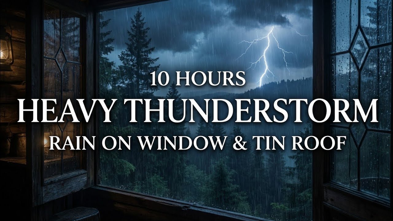 Heavy Thunderstorm & Rain Sounds for Sleeping | Black Screen | 10 Hours