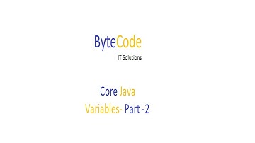 Variables in Java Part-2 | variables | kayum Sir | static , Instance variables | ByteCodeITSolutions
