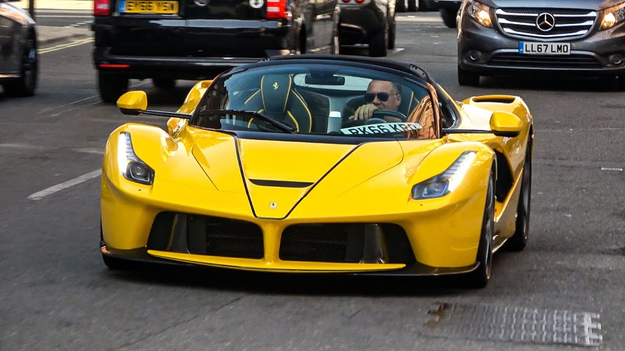 SuperCars in London 2020 - La Ferrari Aperta, SVJ, 620R! - YouTube