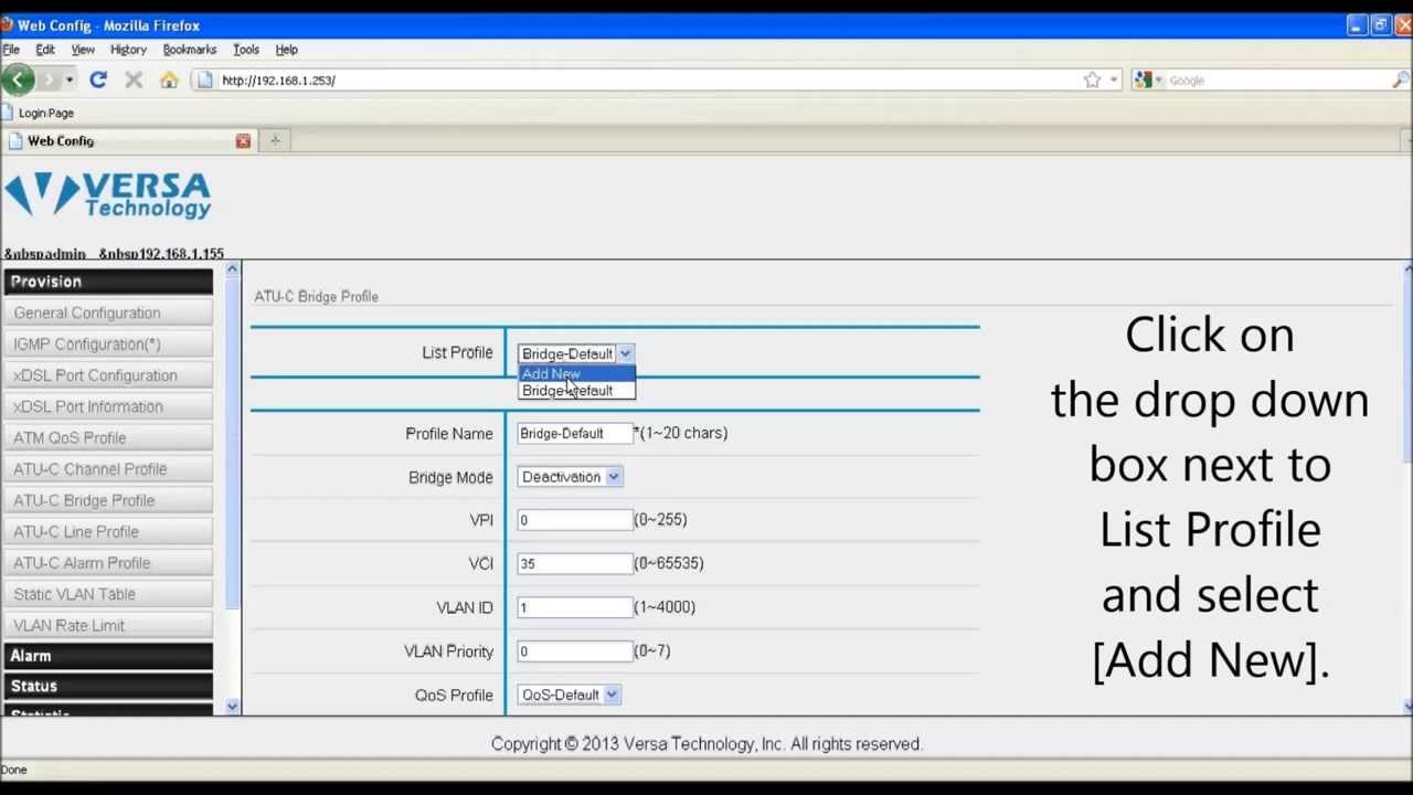 Versa Technology VX 1000HDZ Initial Bridge Configuration w/audio - YouTube