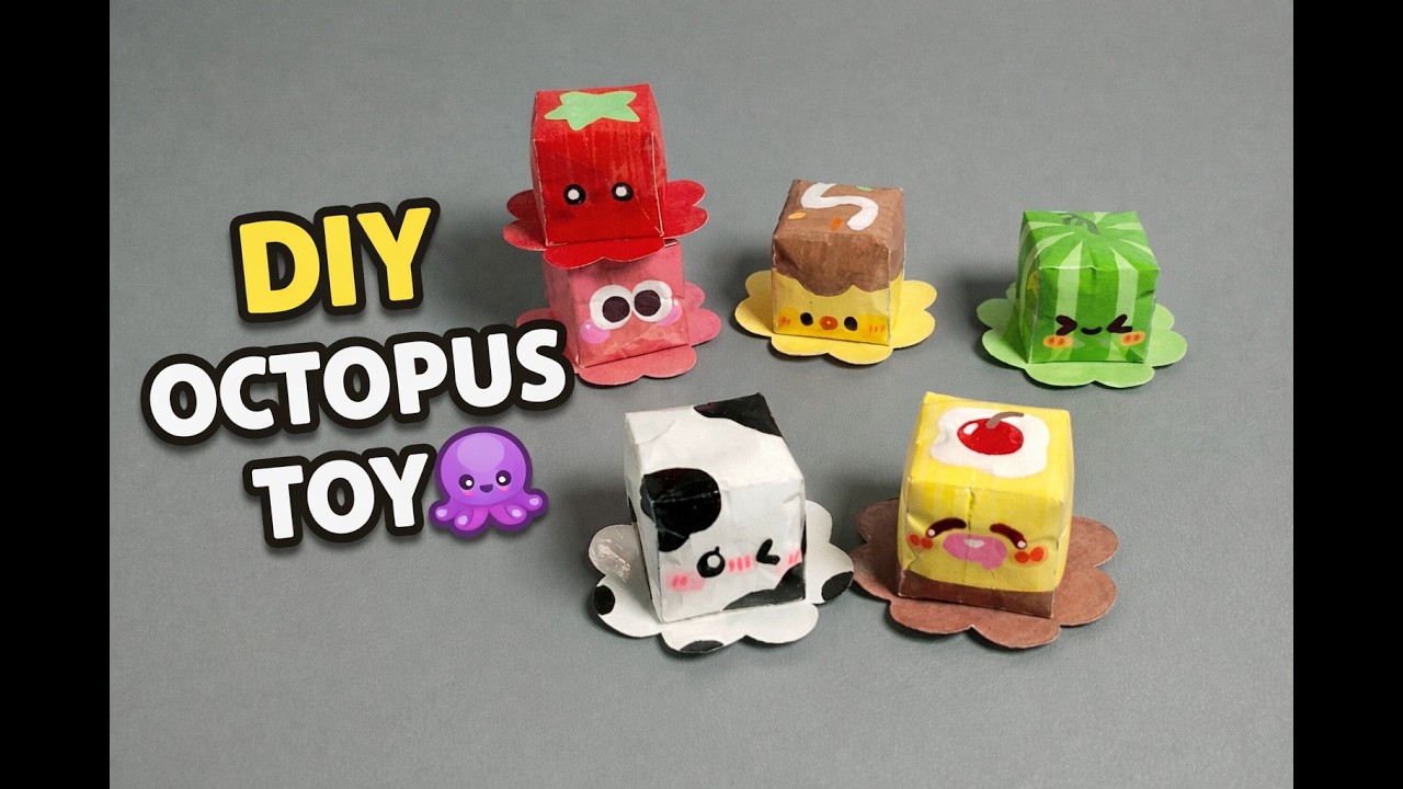 Easy DIY Paper Squishy Octopus 🐙 | Cute Mini Paper Toy Tutorial | How to Make Kawaii Paper Squishy