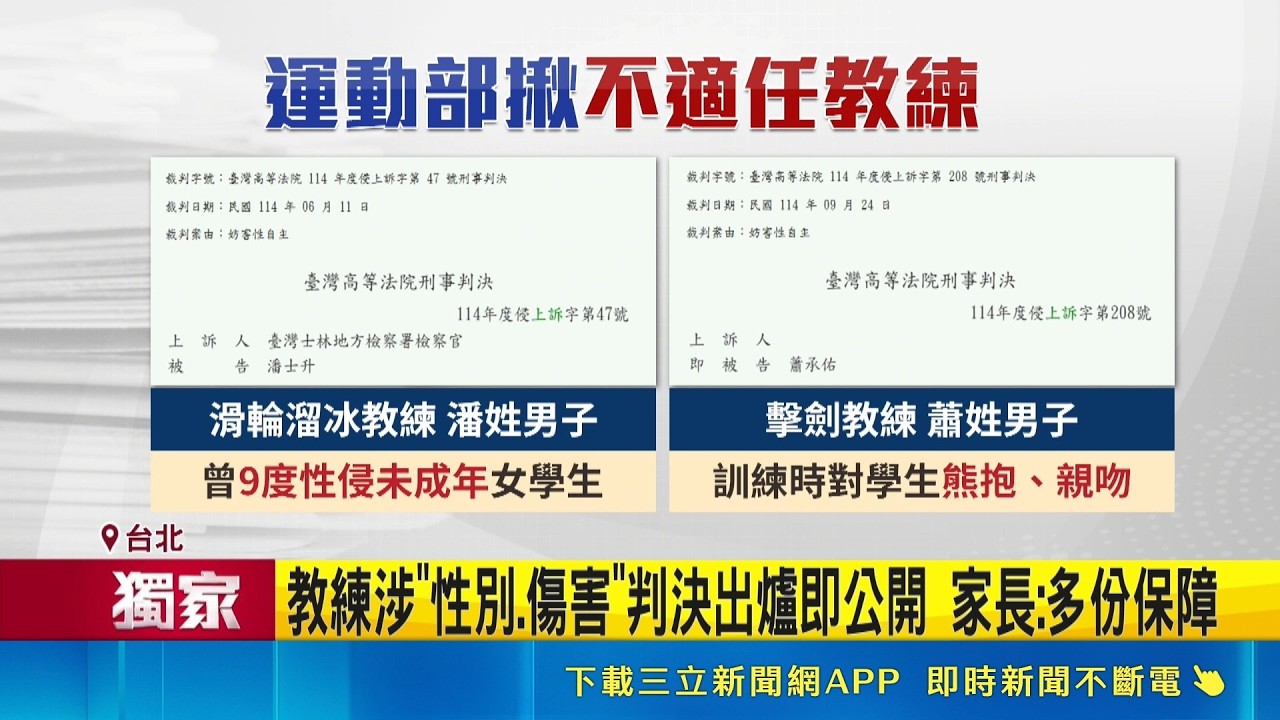 不適任教練全上網公告! 運動部曝"147名"黑名單 教練涉"性別.傷害"判決出爐即公開 家長:多份保障|三立新聞LIVE