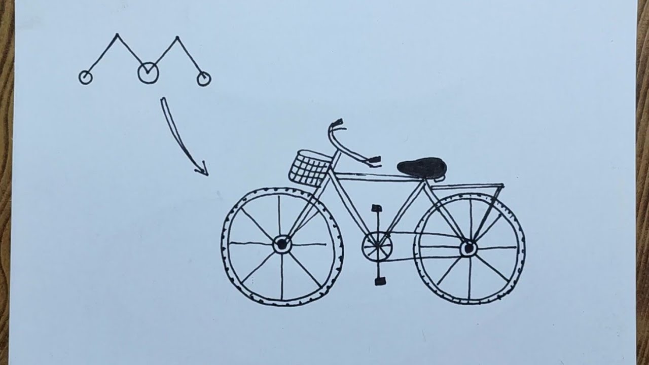 Very easy bicycle drawing/ Easy way to draw bicycle YouTube