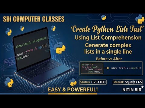Python List Program-31. Create a list of squares for numbers from 1 to 10 using list comprehension
