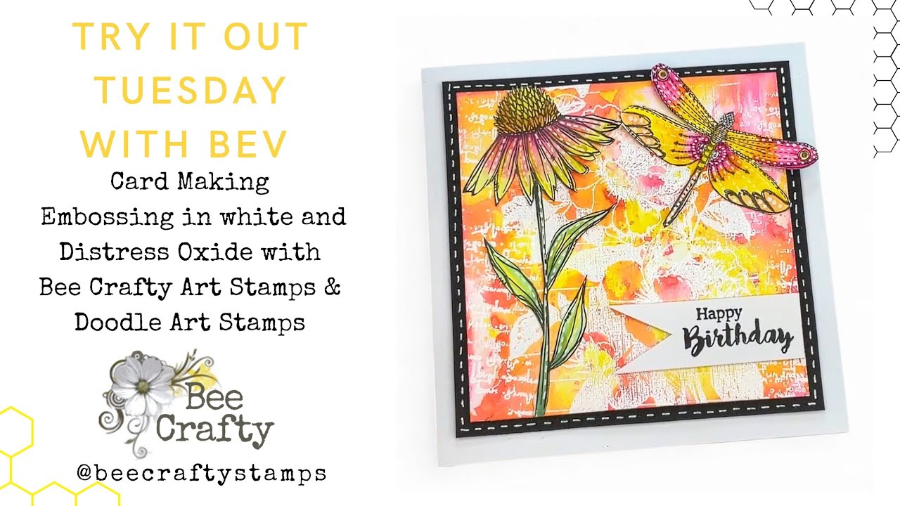 Try It Out Tuesday - Doodle Art Card Making with Coneflower & Dragonfly