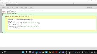 Simple code for addition using scanner class in java.