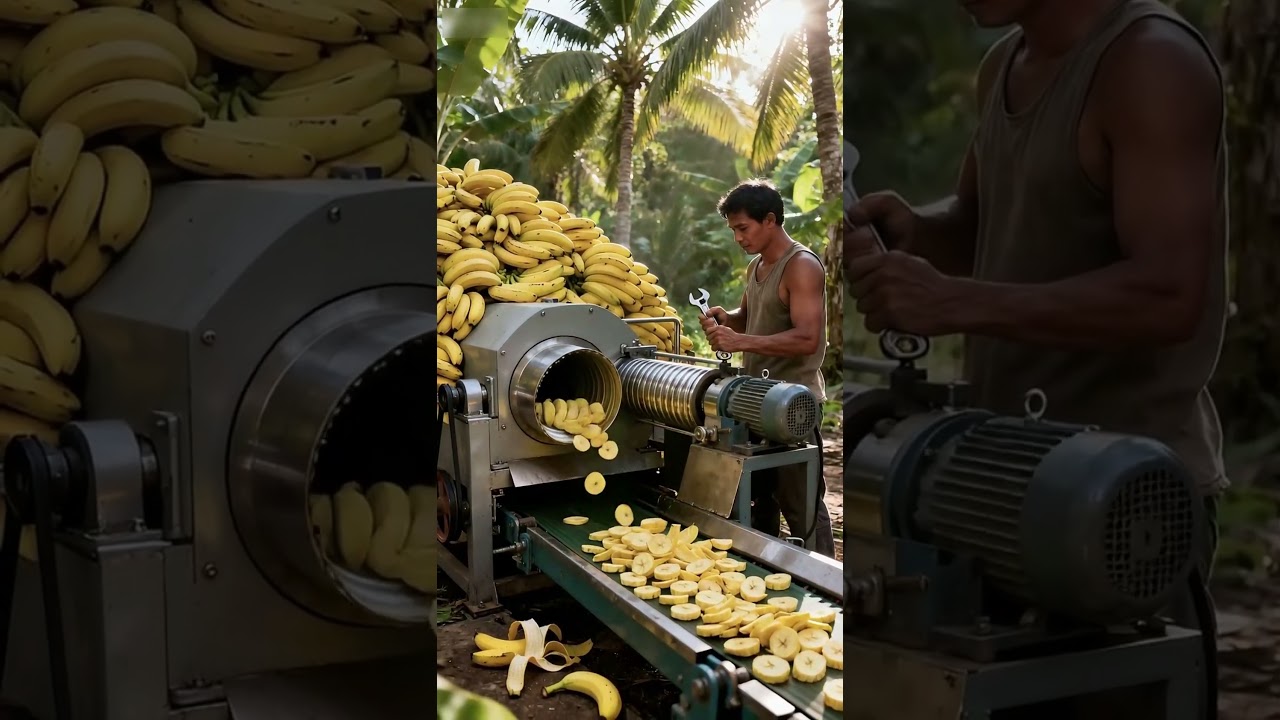 Fully automatic banana slicer 