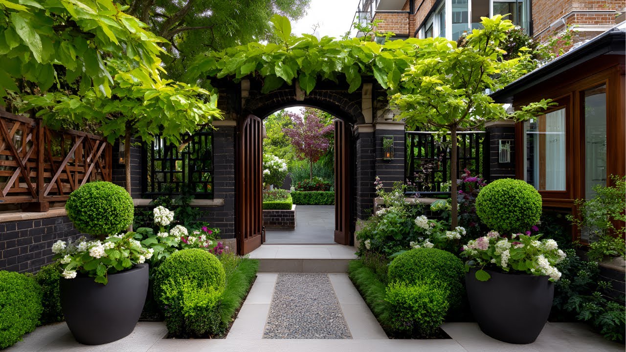 Simple Yet Elegant Entryway Ideas | Small Front Yard Garden with Arches & Gates #2