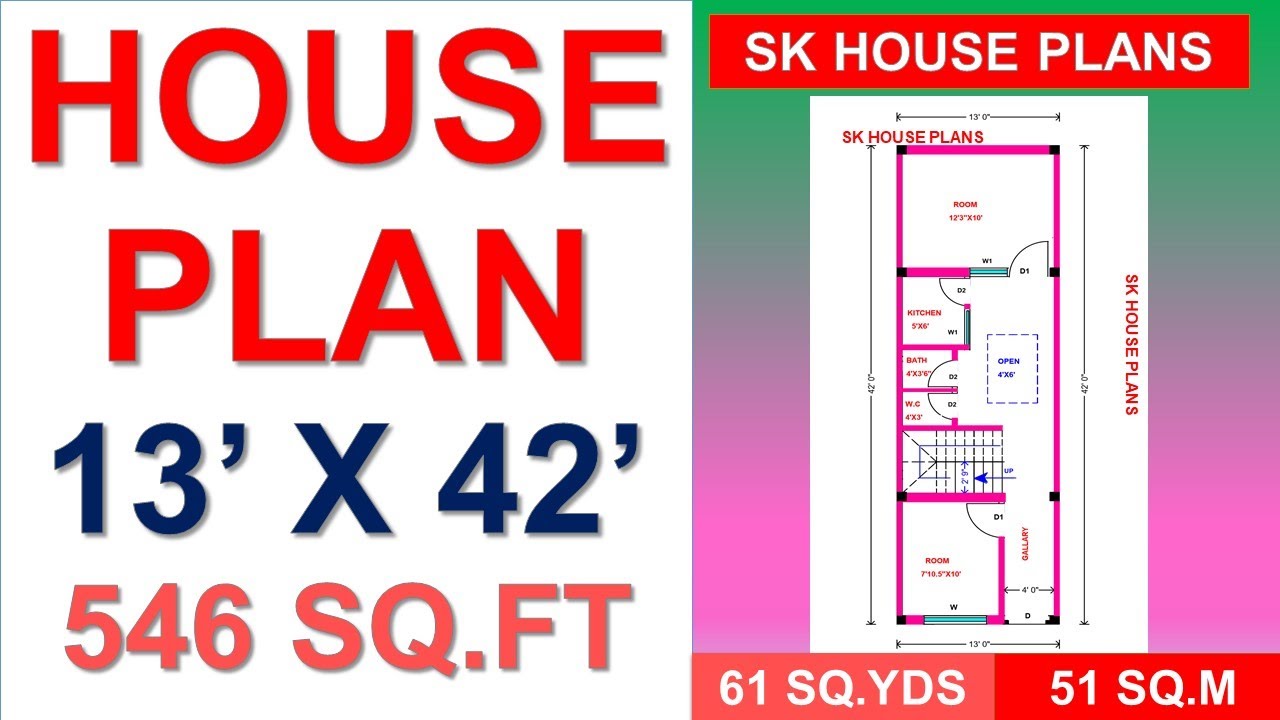 House Plan 13 X 42 546 Sq Ft 61 Sq Yds 51 Sq M Youtube