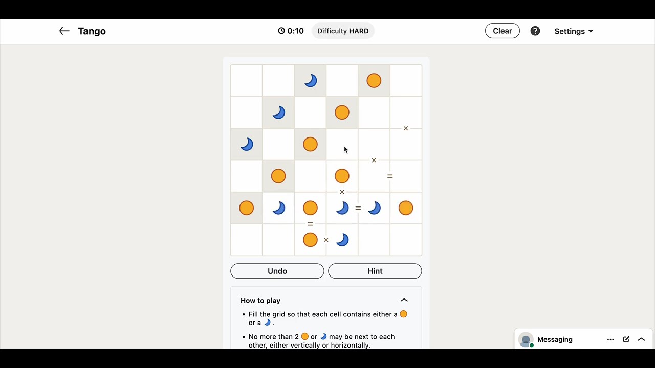 LinkedIn Tango #265 Today's Answer