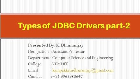 Database Connectivity Part-2 | Types of JDBC Drivers