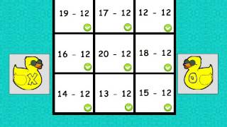 Tic Tac Toe Subtraction Minus 11 to Minus 15