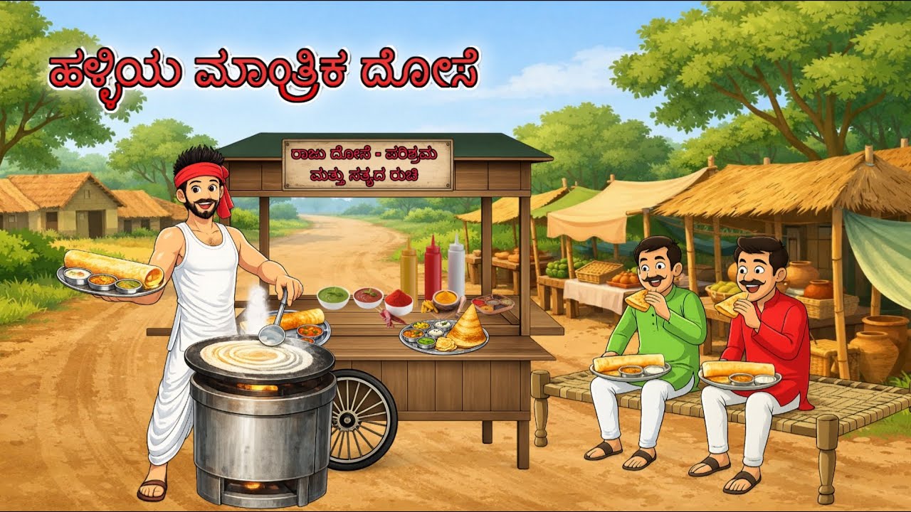 ಹಳ್ಳಿಯ ಮಾಂತ್ರಿಕ ದೋಸೆ l  kannada kathegalu l kannada cartoon stories l kannada moral stories