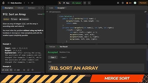 LEETCODE DAILY QUESTION 912 | Sort an Array | Is Kabir Coding #programming #computerscience #coding