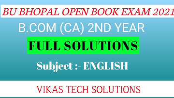 BU Open book exam 2021| B.COM 2ND YEAR (CA) SUBJECT - ENGLISH | FULL SOLUTIONS