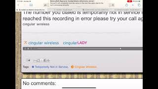 (Cingular Wireless) The number you dialed is temporarily not in service.