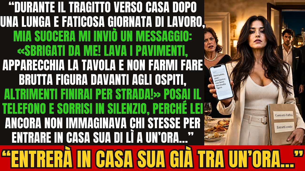 Mia suocera mi ha scritto: "Lava i pavimenti e prepara la tavola, altrimenti finisci in mezzo alla strada." Per tre anni ho subito in silenzio ogni sua umiliazione, mentre mio marito abbassava lo...