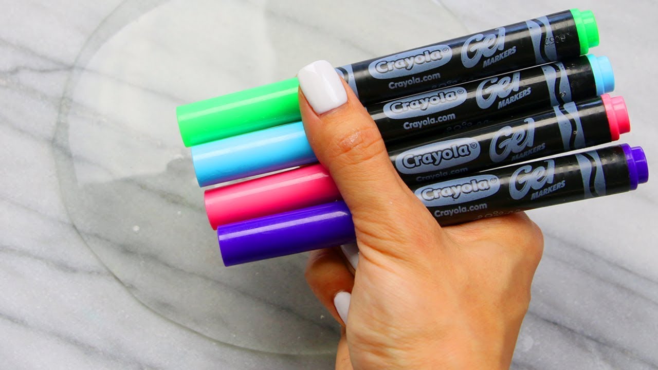 Satisfying Ultra Clear Slime Coloring Swirls Using Crayola Gel Markers!