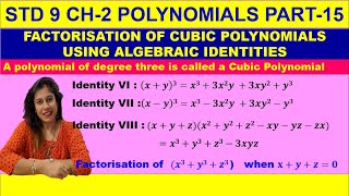 Factorization of Cubic Polynomials-Using Algebraic identities -STD 9 Ch-2 Polynomials