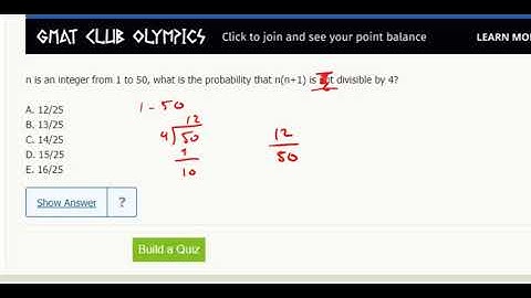 Probability 14- n is an integer from 1 to 50, what is the probability that n(n+1) is not divisible..