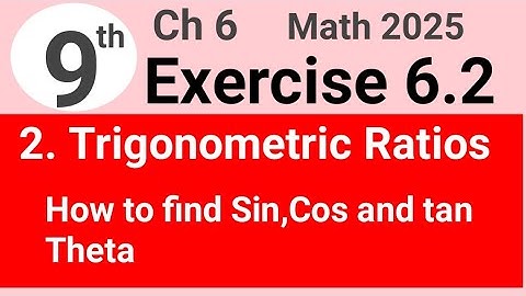Exercise 6.2 question 2 math 9 PCTB || trigonometric Ratios || waseem academy