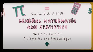 General Mathematics and Statistics | 6401 | B. Ed | Unit 01 | Program 01 | Arithmetics | Percentages