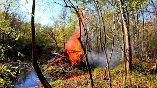 Beaver Dam Removal! || Burning Beaver Dam Debris Pile Downstream At The Culvert! 🔥🔥 #beaverdam 