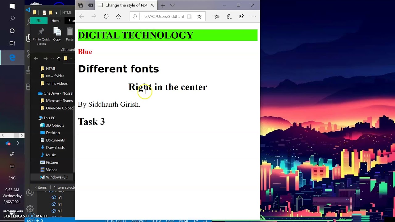 HTML task 3- Changing styles - YouTube