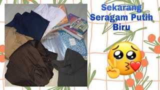 PERALATAN SEKOLAH BARU DENGAN SERAGAM PUTIH BIRU 😍 ASIK BANGET**