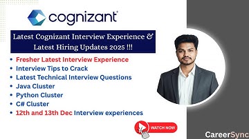Cognizant Interview Experience 2025 | Freshers Hiring Update | Java, Python, C# Questions 12–13 Dec