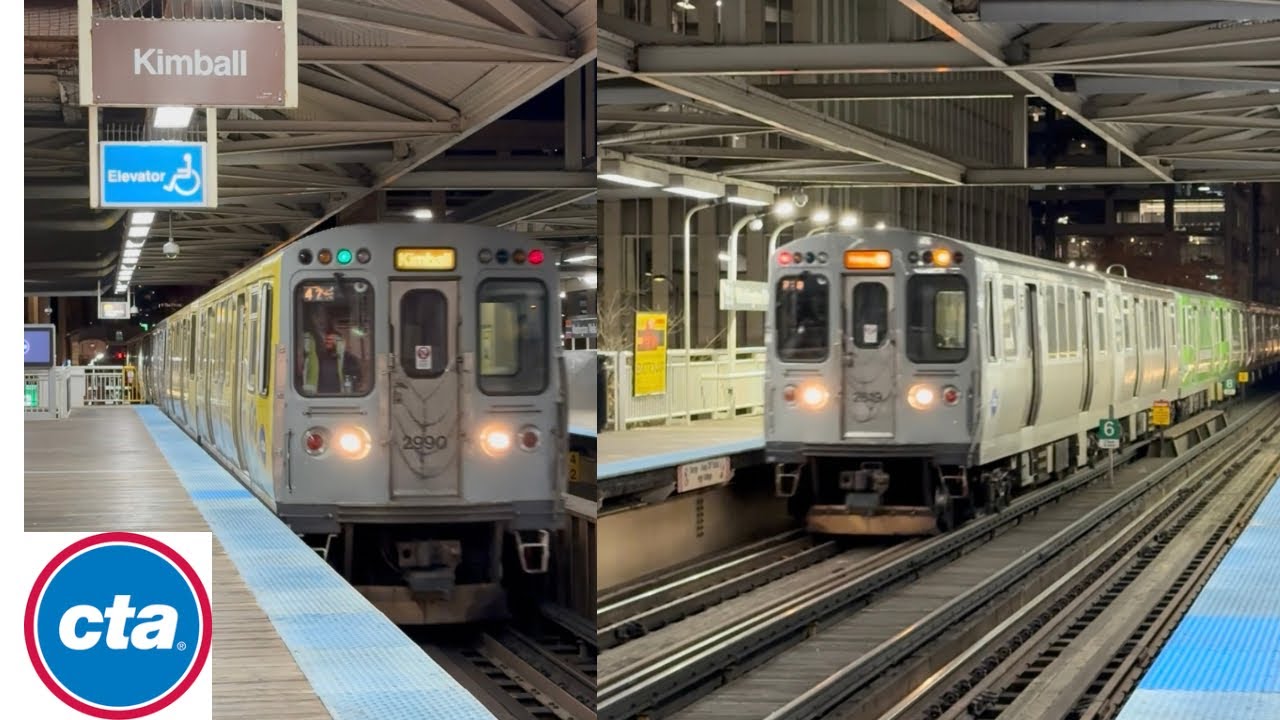 Brown R Train CTA Brown Line Trains in Downtown Chicago at night! - YouTube