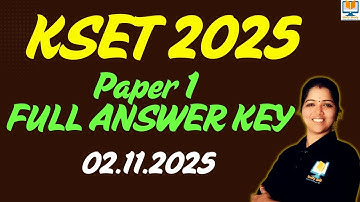 KSET 2025 full Answer Key Paper 1 by Thulasi Mam | KSET 2025 Paper 1 Complete Analysis