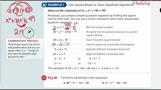 EnVision Algebra 2 Lesson 2-5: Completing the Square - Example 1