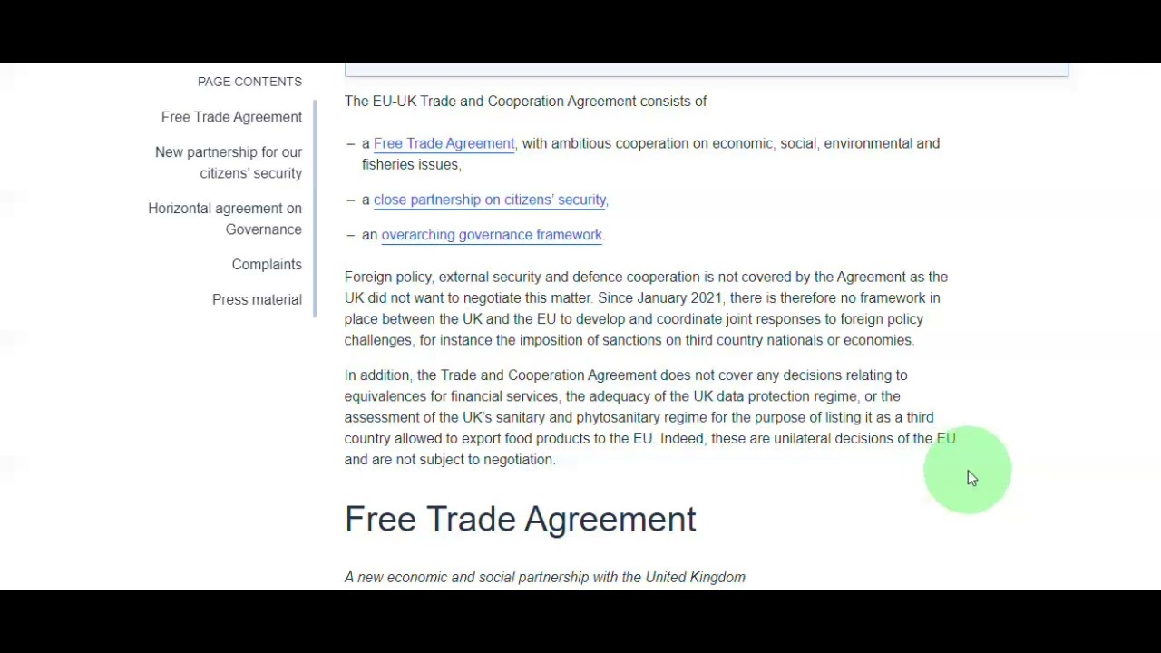 A summary explanation of the Trade and Cooperation Agreement Part One