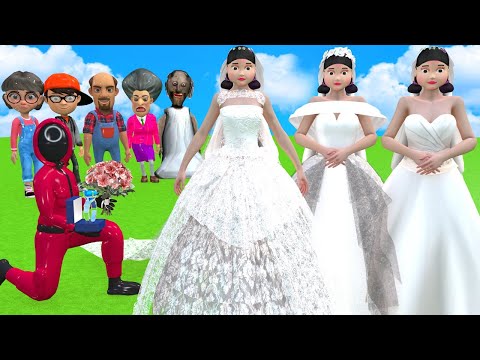 Scary Teacher 3D vs Squid Game Art And Wedding Dress Nice or Error Dressing Room 5 Times Challenge