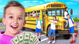 Living in a SCHOOL BUS for 24 HOURS CHALLENGE!! screenshot 1