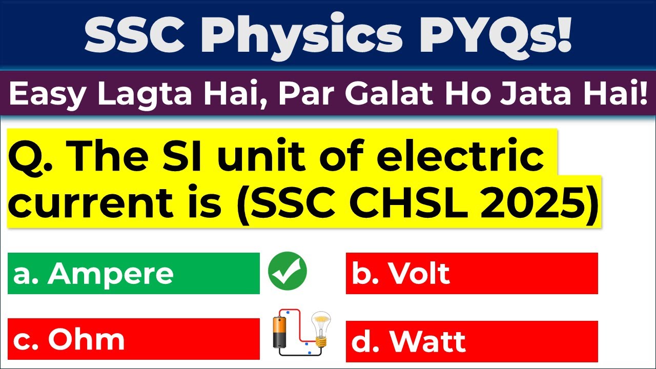 SSC Physics PYQs | Physics MCQs Asked Again & Again for SSC 2026 Exams