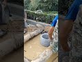 The process of installing cement pipe in the hole - Good tools and machinery make work easy