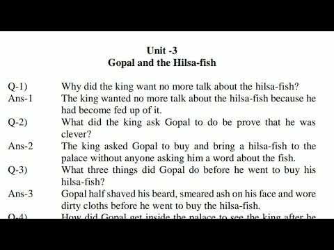 Class VII English question-answer of unit -3 (Gopal and the Hilsa-fish )
