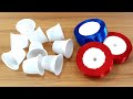 BEST CRAFTING WITH COLOR RIBBON & PLASTIC COFFE CUPS | AMAZING WALL HANGING DECOR IDEA