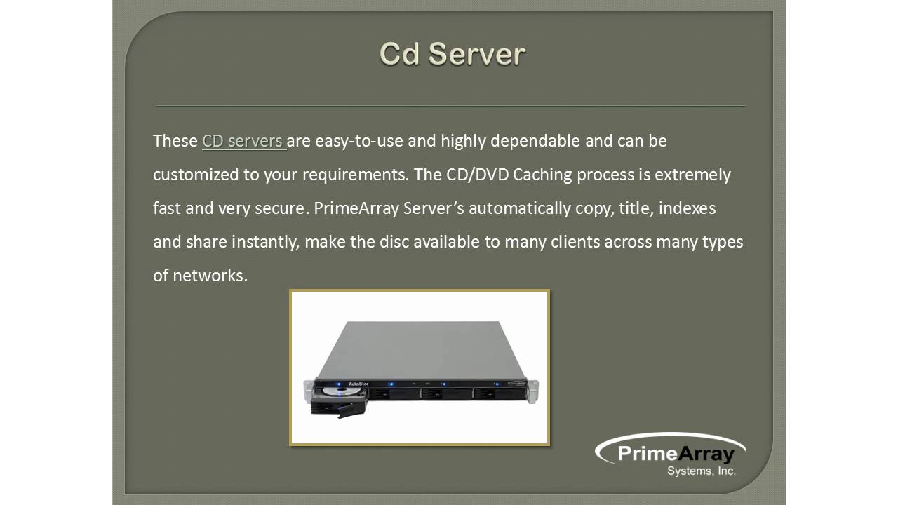 Best CD Server – Prime Array Systems - YouTube